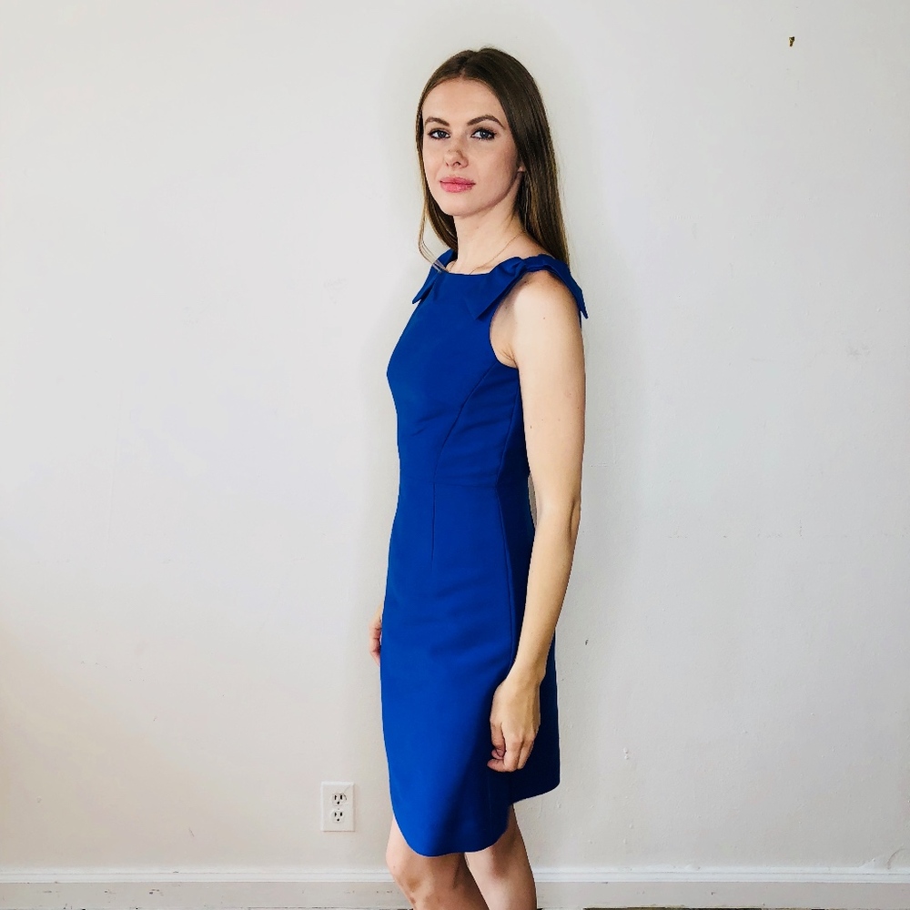 KATE SPADE BRIGHT BLUE BOW FIT FLARE DRESS NWOT 2 - Picture 2 of 7